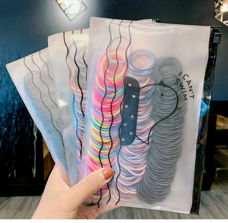 200/500pcs/Bag Girls Cute Colorful Basic Elastic Hair Bands Ponytail Holder Children Scrunchie Rubber Band Kids Hair Accessories