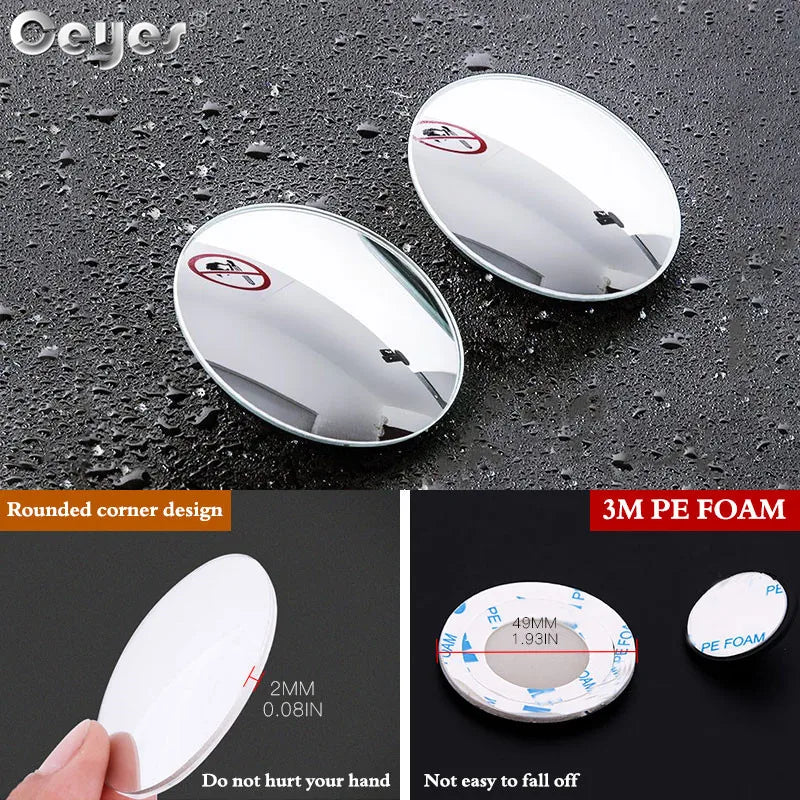 Ceyes Car Accessories 360 Degree Wide Angle Adjustable Round Rear View Convex Mirror Rearview Vehicle Blind Spot Rimless Mirrors