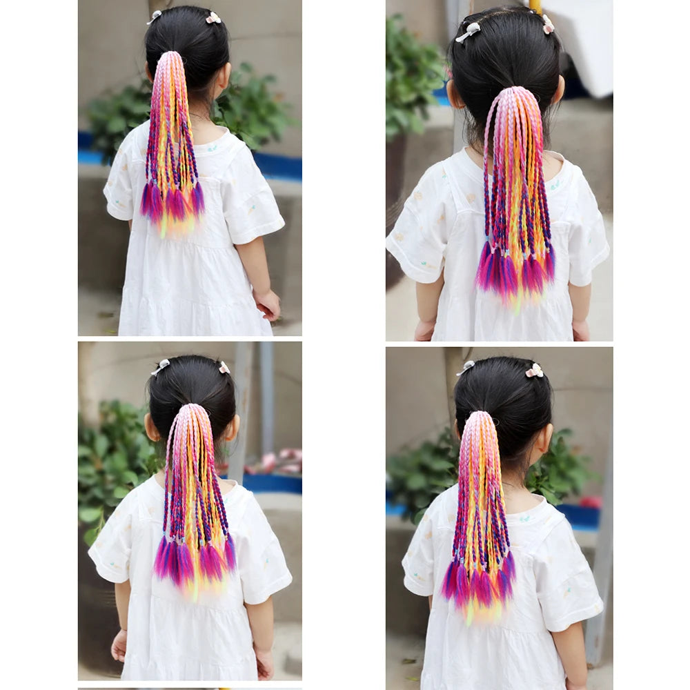 New Girls Thicker Wig Ponytail Hair Ropes Kids Twist Braid Rope Headdress Hair Braider Elastic Hair Band Rubber Hair Accessories