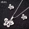 Stainless Steel Paw Necklace Earring for Women Simple Hollow Dog Paw Jewelry Sets Cute Cat Pendant Nekclaces 2023 Birthday Gift