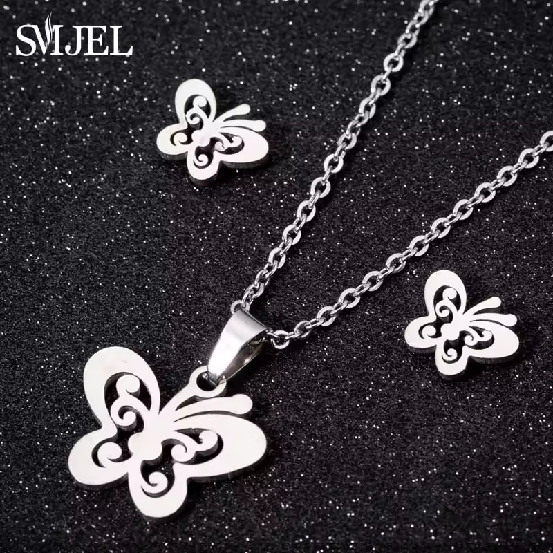 Stainless Steel Paw Necklace Earring for Women Simple Hollow Dog Paw Jewelry Sets Cute Cat Pendant Nekclaces 2023 Birthday Gift