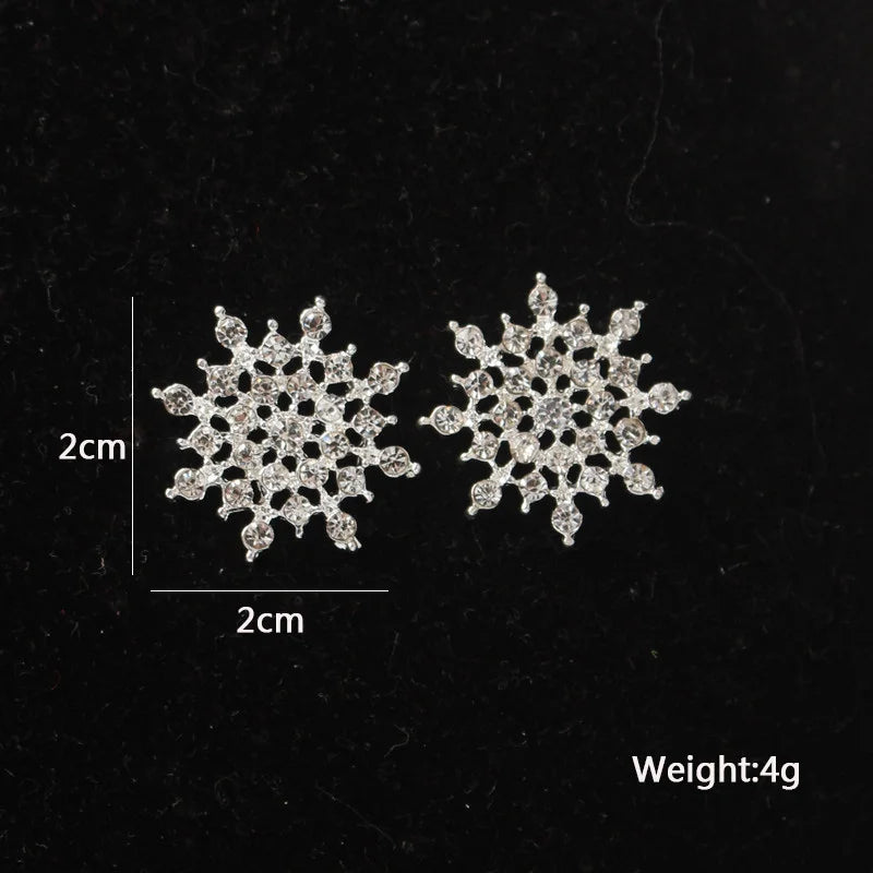 Hot Fashion Brincos Girls Earing Bijoux Sliver-color Snowflake Stud Earrings For Women Wedding Jewelry Earings Wholesale