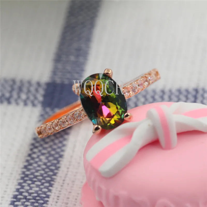 Adjustable Size Exquisite Ring Cubic Zirconia Rose Gold CZ Gem Jewelry Ladies Luxury Wedding Ring Jewlery for Women  C06