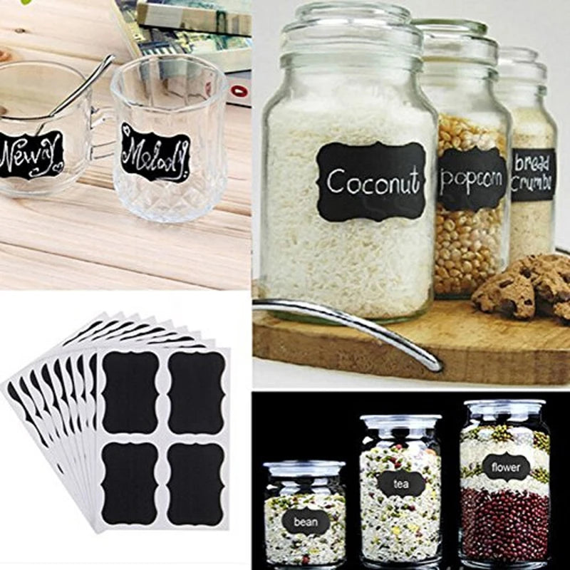 36Pcs/Set Blackboard Sticker Craft Kitchen Jars Organizer Labels Chalkboard Chalk Board Sticker 5cm x 3.5cm Black Board