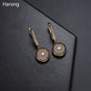 Luxury Copper Round Rhinestone Crystal Drop Earring Noble Ladies Wedding Party Jewelry Accessories High Quality Earring