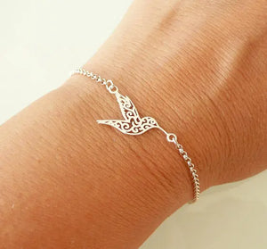 Women Origami Hummingbird Birds Bracelets & Bangles Fashion Round Wave Dog Paw Pendant Bracelet Silver Color pulseira feminina