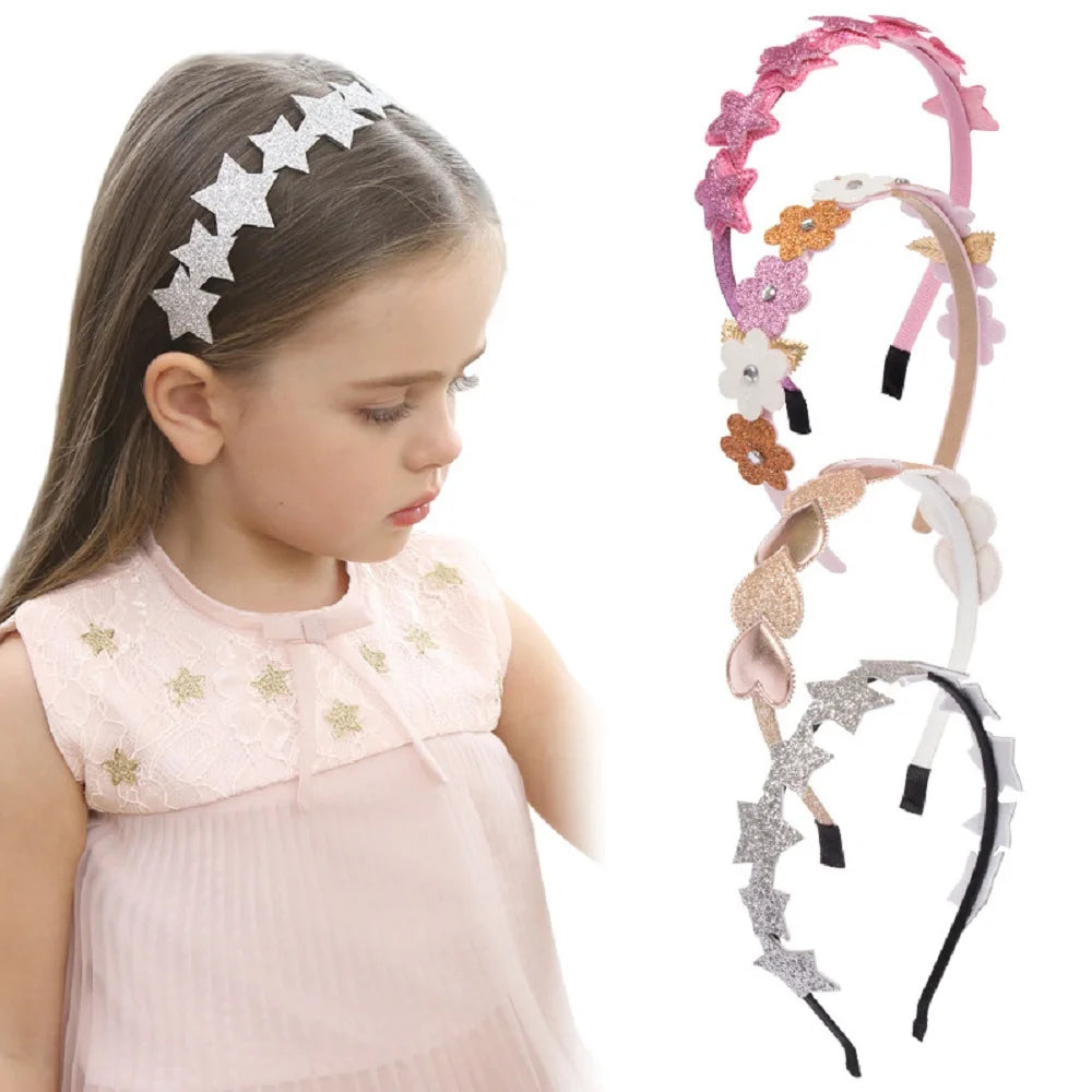 1Pcs Fashion Kids Hair Band Shiny Sequin Love Cherry Heart Headband BB Party Hair Accessories Girl Hairband