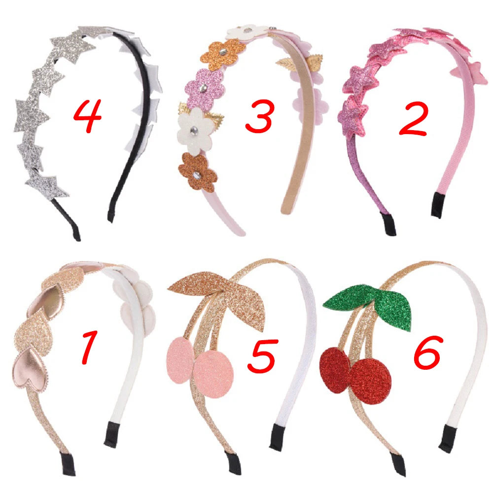 1Pcs Fashion Kids Hair Band Shiny Sequin Love Cherry Heart Headband BB Party Hair Accessories Girl Hairband