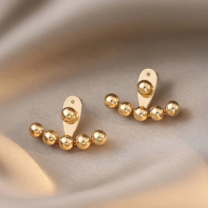 Stainless Steel Round Beaded Stud Earrings Waterproof Jewelry High Quality Gold color Fashion Earrings Wedding Jewelry