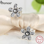 Load image into Gallery viewer, BAMOER Authentic 925 Sterling Silver Dazzling Daisy Stud Earrings With Clear CZ Jewelry

