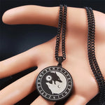 Load image into Gallery viewer, Viking Stainless Steel Divination Letter Yin and Yang Wolf Chain Necklaces Women/Men Black Color Necklace jewlery NXH284S03
