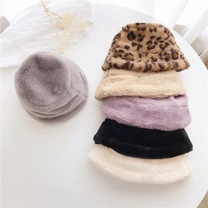 Winter Hat for Kids Faux Fur Bucket Hat for Girls Boys Cap Children Warm Baby Hat Kids Accessories 2-5Y