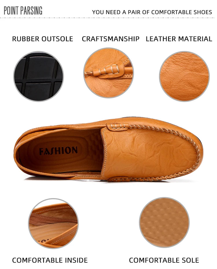 Men Loafers 2020 New Leather Shoes Men Casual Shoes Moccasins Breathable Sneakers Men Driving Shoes Comfort Flats Plus Size 46