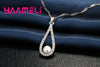 Pure 925 Sterling Silver Shiny CZ Crystal Water Drop Pearl Necklaces Pendant Chain Earrings Woman Fine Wedding Jewelry Set Gift