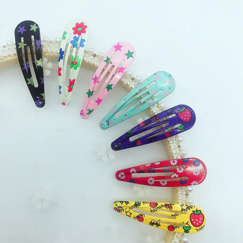 Kids Headwear 20Pcs/Lot Cartoon Hairpin Cute Animal Water Dripping Flower Hair Clip Star Striped Barrette Girls Hair Accessories