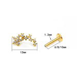 Load image into Gallery viewer, Flowers Internally Threaded Labret Piercing/ 16g Cartilage Tragus Stud Forward Helix Flat Back Earring Stainlesss Steel
