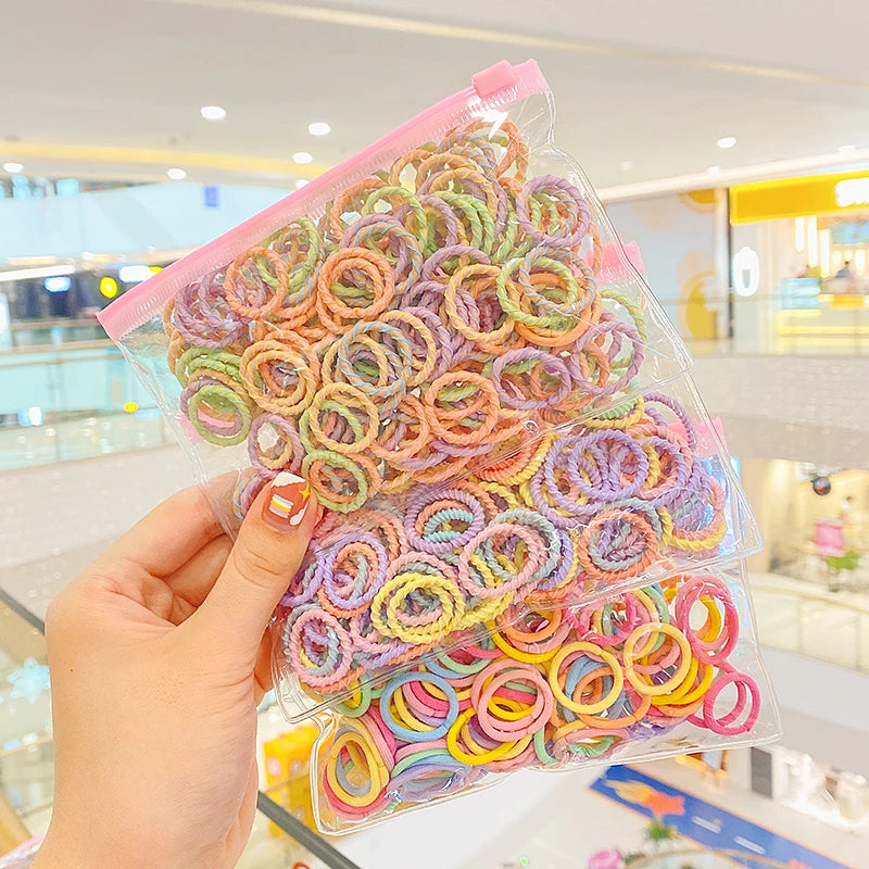 50/100 Pcs/Box New Children Cute Colors Soft Elastic Hair Bands Baby Girls Lovely Scrunchies Rubber Bands Kids Hair Accessories