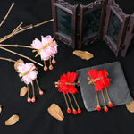 Load image into Gallery viewer, Multi style Girls Hair Clips Chinese Traditional Princess Tassels peony Flower Hanfu Hairpins Children Kids Hair Accessories
