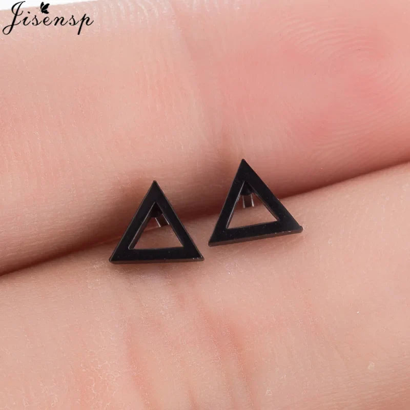 Jisensp Vintage Earings Geometric Triangles Hexagon Round Earrings for Women Fashion Jewlery Love Heart Stud Earrings Bijoux