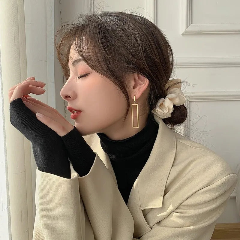 DIEYURO 316L Stainless Steel Minimalist Rectangle Pendant Drop Earrings Luxury Exquisite Friends Party Jewelry Accessories Newly
