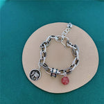 Load image into Gallery viewer, New Arrival 100% 925 Sterling Silver Elegant Elephant Animal Tag Strawberry Quartz Lady Charm Bracelets Jewelry For Women Gifts
