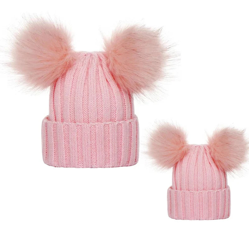 Mother Kids Winter Hats for Baby Girl Boy Bobble Hat Kids Cap for Children Pompom Baby Beanie Infant Bonnet Accessories 0-3Y