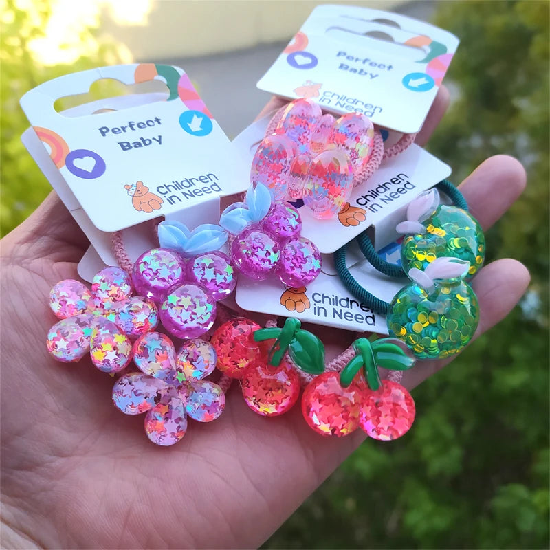 2PCS Cute Star Flower Grape Cartoon Princess Headwear Kids Elastic Hair Bands Baby Headdress Children Ropes Girls Accessories