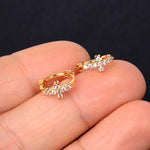 Load image into Gallery viewer, korean Simple Piercing Cross Flower Hoops huggie Earrings Rings Small Geometry Round Rhinestones Gold Color Hoop Earrings Gift
