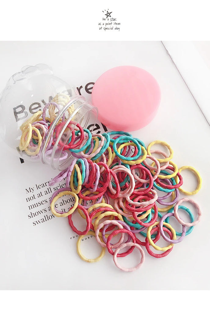 50/100 Pcs/Box New Children Cute Colors Soft Elastic Hair Bands Baby Girls Lovely Scrunchies Rubber Bands Kids Hair Accessories