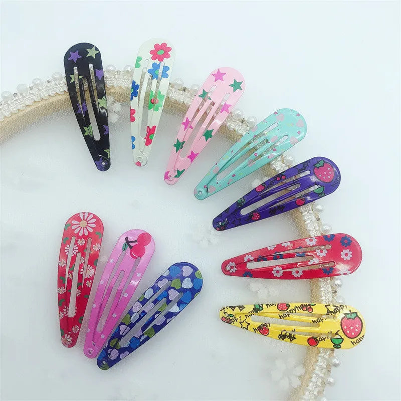 Kids Headwear 20Pcs/Lot Cartoon Hairpin Cute Animal Water Dripping Flower Hair Clip Star Striped Barrette Girls Hair Accessories