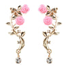 Vintage Rose Flower Cuff Earrings Trendy Rose Flower Climber Crawler Earrings Sparkly Metal Leaf Ear Cuff for Women Girl