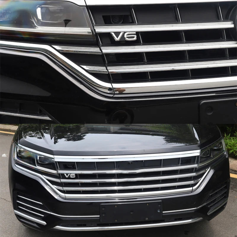 1pc ABS Car Front Grille V6 Emblem Grill Decoration Sticker Accessories for VW Atlas Teramont Touareg 2019 2020 2021 2022 2023