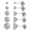 Stainless Steel Gold/Silver Color Earrings 4-8mm Six Claws Zirconia Crystal Stud Earrings For Women Girl Wedding Jewelry