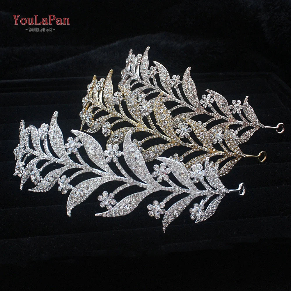 YouLaPan Rhinestone Bridal Headdress Hair Accessories Crystal Wedding Pageant Crown Headwear Hair Jewelry Bride Headband HP326