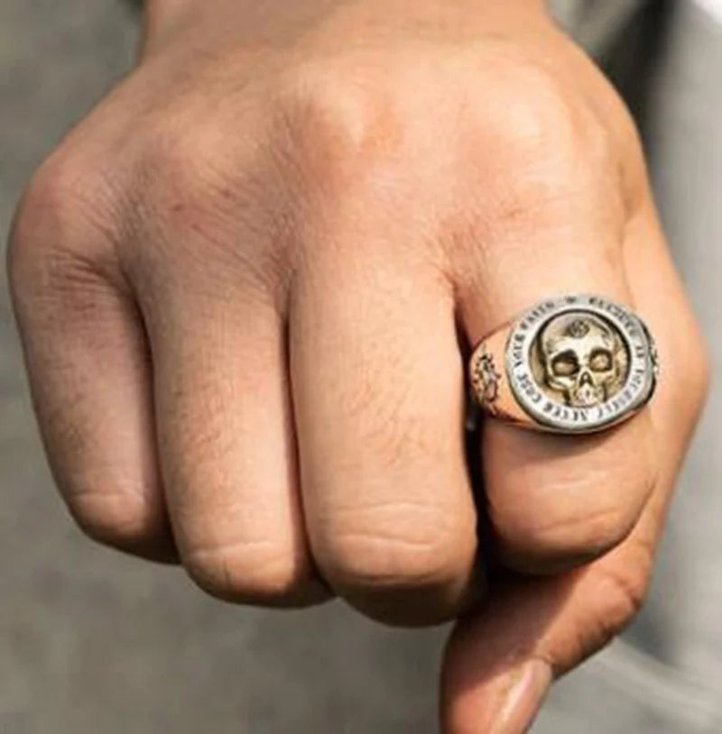 Gothic Ghost Head Skull Ring for Men Silver Color Metal Ring Punk Rock Biker Jewelry Gift