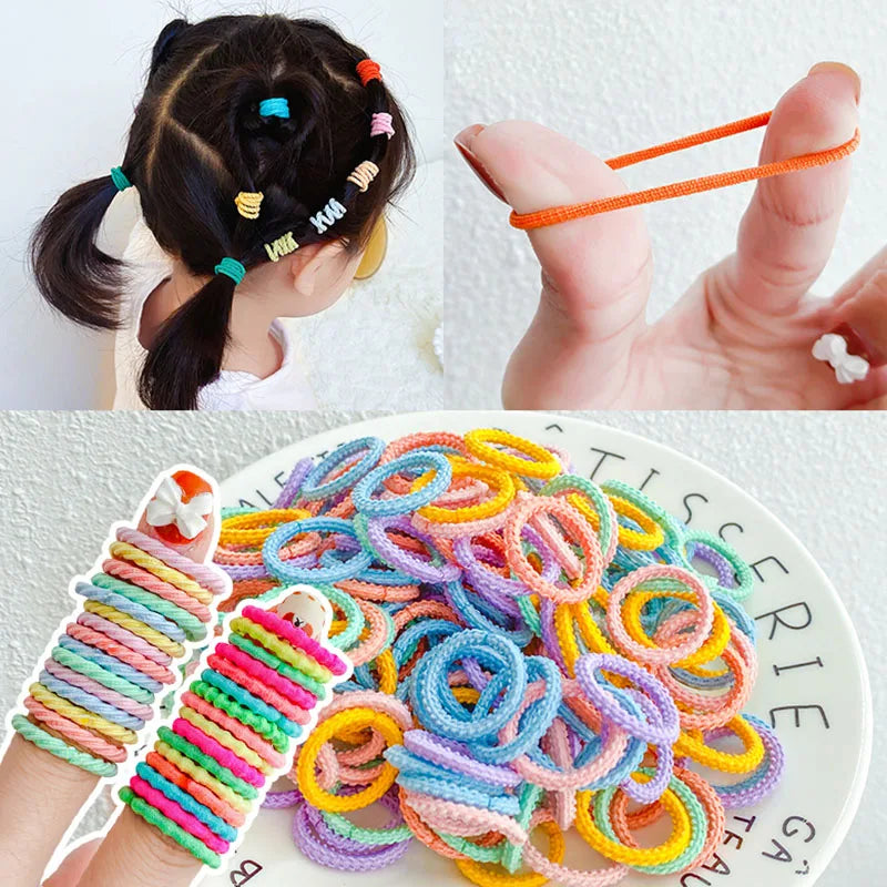 50/100PCS/Set Girls Cute Colorful 2.5cm Elastic Hair Bands Children Pigtail Hair Tie Small Scrunchie Kid Lovely Hair Accessories