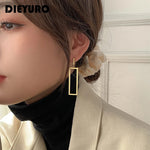 Load image into Gallery viewer, DIEYURO 316L Stainless Steel Minimalist Rectangle Pendant Drop Earrings Luxury Exquisite Friends Party Jewelry Accessories Newly
