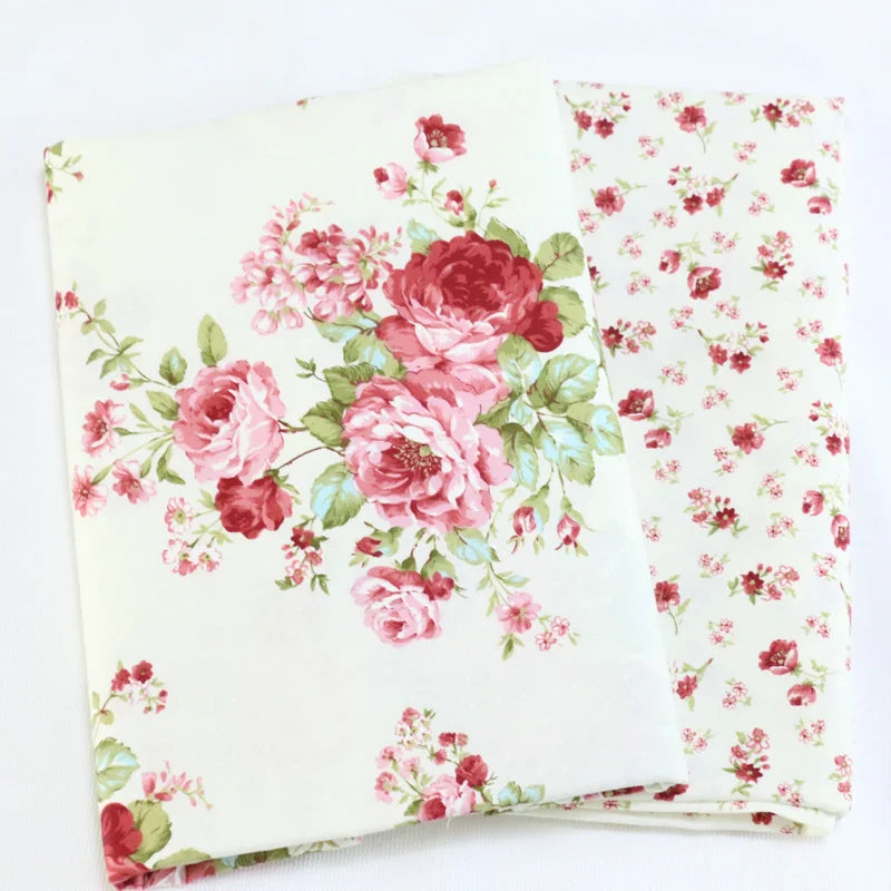 Cotton Twill Printed Fabric Peony Small Floral Home Decor Textile For Sewing DIY Handmade Accessories BY Meters