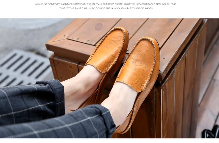 Men Loafers 2020 New Leather Shoes Men Casual Shoes Moccasins Breathable Sneakers Men Driving Shoes Comfort Flats Plus Size 46