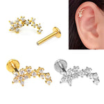 Load image into Gallery viewer, Flowers Internally Threaded Labret Piercing/ 16g Cartilage Tragus Stud Forward Helix Flat Back Earring Stainlesss Steel

