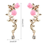 Load image into Gallery viewer, Vintage Rose Flower Cuff Earrings Trendy Rose Flower Climber Crawler Earrings Sparkly Metal Leaf Ear Cuff for Women Girl
