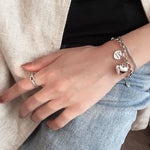 Load image into Gallery viewer, Elegant 925 Sterling Silver Love Letter Heart Double Layer Bracelet Female Unique Design Thai Silver Retro Light Luxury Jewelry
