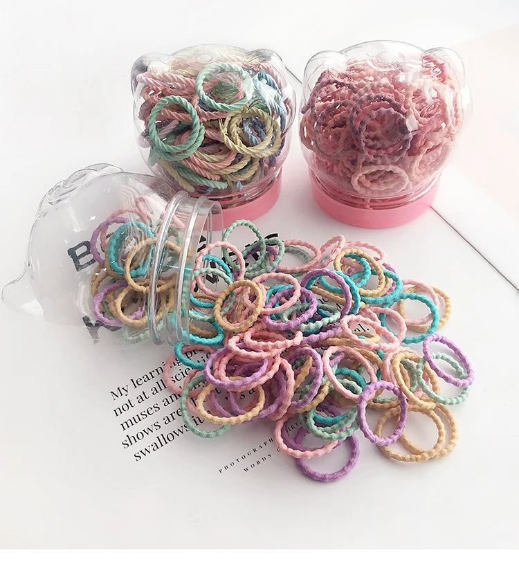 50/100 Pcs/Box New Children Cute Colors Soft Elastic Hair Bands Baby Girls Lovely Scrunchies Rubber Bands Kids Hair Accessories