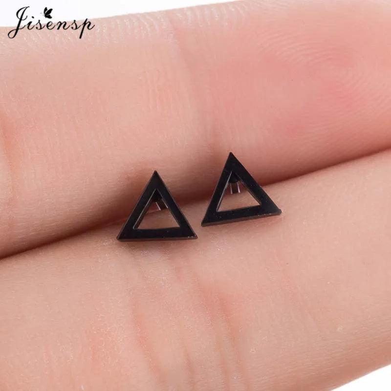 Jisensp Vintage Earings Geometric Triangles Hexagon Round Earrings for Women Fashion Jewlery Love Heart Stud Earrings Bijoux