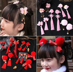Load image into Gallery viewer, Multi style Girls Hair Clips Chinese Traditional Princess Tassels peony Flower Hanfu Hairpins Children Kids Hair Accessories
