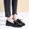 Spring Flats Women Shoes Bowtie Loafers Patent Leather Women's Low Heels Slip On Footwear Female Pointed Toe Thick Heel