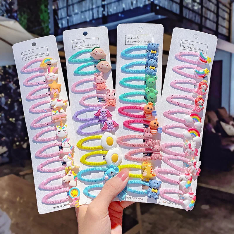 10PCS Girls Cute Cartoon Animal Fruit Hairpins Sweet Colorful Hair Clip Barrettes Headband For Children Kids Hair Accessories