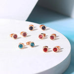 Load image into Gallery viewer, Classic Modern Cubic Zirconia Stud Earrings For Women Simple Rose Gold Color Women's Earing Accessories Fashion Jewelry E270
