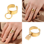 Load image into Gallery viewer, Punk Wide Ring Circle Rings Round Geometric Finger Open Chain Rings For Women Ring Stainless Steel Ring Jewelry Wholesale Gift
