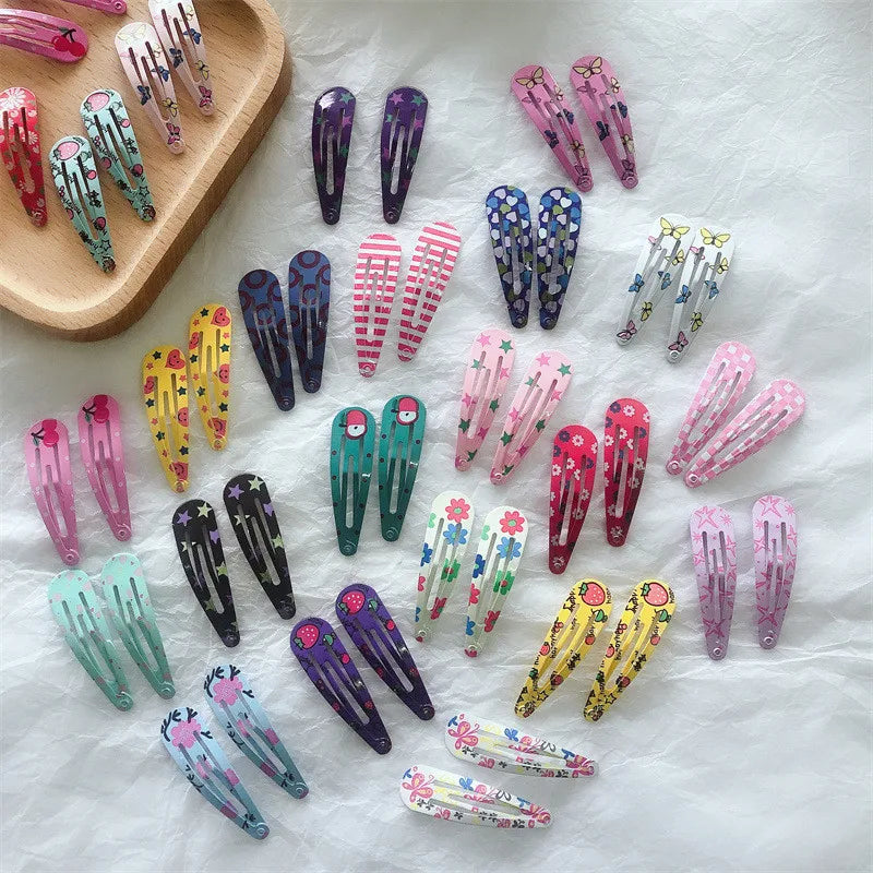 Kids Headwear 20Pcs/Lot Cartoon Hairpin Cute Animal Water Dripping Flower Hair Clip Star Striped Barrette Girls Hair Accessories